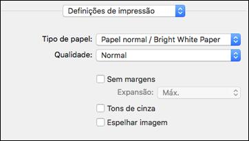 6. Selecione as opções de configuração de página: Tamanho do Papel e Orientação.