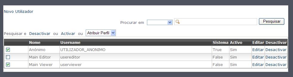 4. Para activar um ou mais utilizadores, basta seleccionar as respectivas checkboxes e clicar sobre Activar; Surge uma janela a pedir a confirmação; 5.