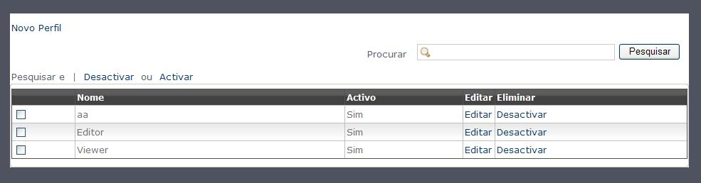 2.4.4.2 Editar Esta funcionalidade permite editar um perfil. - Autenticação na aplicação BackOffice (aceder a Login); - O perfil a editar já tem de existir no sistema. 1.