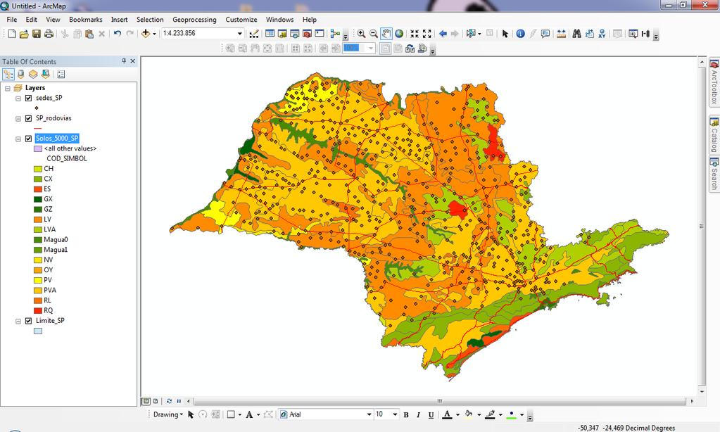 Barra de Títulos Interface Padrão do ArcGIS Menu Suspenso