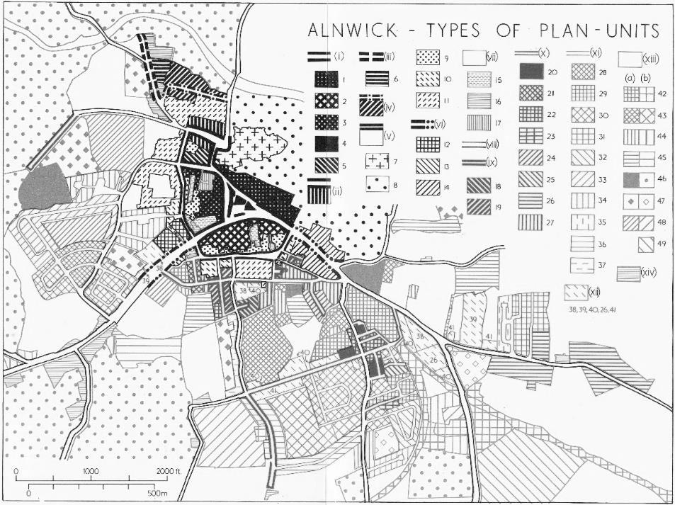 66 Morfologia urbana: diferentes abordagens Figura 1. Alnwick, Northumberland tipos de unidades de planos (fonte: Conzen, 1960).