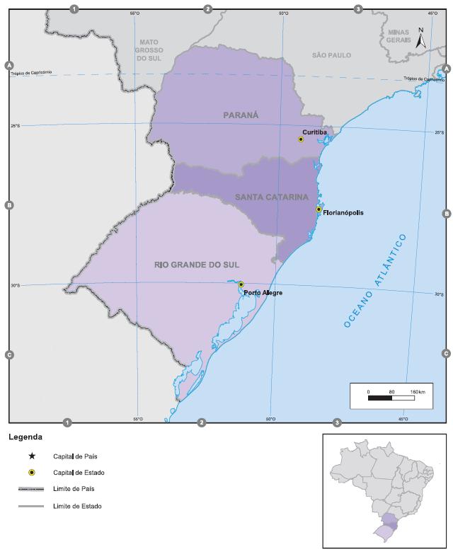 Figura 1 - Mapa da região Sul do Brasil Fonte: IBGE 4 RESULTADOS Nesse capítulo são