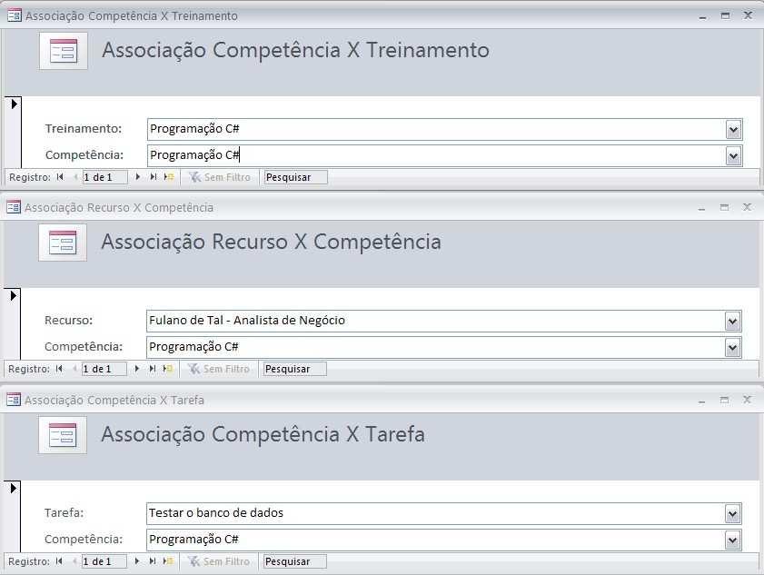 Figura 13. Cadastro das associações para o mapa de competências Figura 14. Cadastro de participação em treinamentos 5.