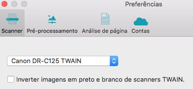 Configurar o scanner no Readiris O Readiris suporta todos os scanners compatíveis com o padrão Twain 1.9, todos os scanners compatíveis com Image Capture e scanners IRIScan3 e posteriores.