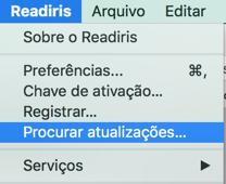 Procurar atualizações Ao registrar a sua cópia do Readiris, você terá direito a atualizações gratuitas do software.