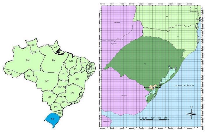 Figura 1 - Município de Arroio Grande Foram coletados os dados disponíveis pelo Instituto Brasileiro de Geografia e Estatística, a respeito da população municipal (BRASIL, 2010).