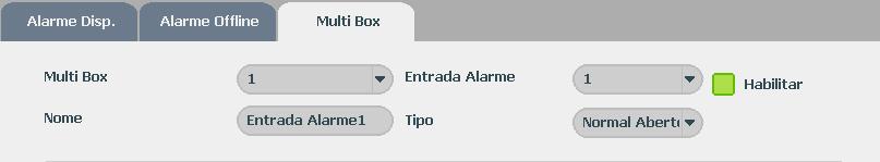 Nesta interface será configurado o monitoramento do status das entradas de alarme e o acionamento das saídas de alarme dos módulos.