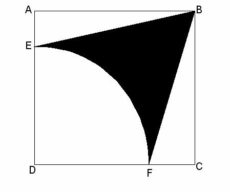 19. Na figura, II Olimpíada de Matemática do Grande ABC Primeira Fase Nível (7 ou 8 Séries) ABCD é um quadrado de lado 1m e EF é um arco de circunferência de centro em D e raio m.