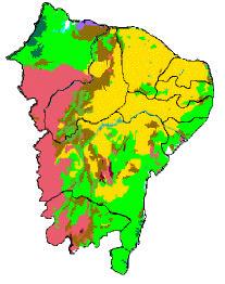 5 BRAGA, CC et al - Tempo de resposta da vegetação às variabilidades sazonais - MA CE RN PB Latitude -0 - PI BA SE PE AL Figura Principais tipos de vegetação na região Nordeste do Brasil (Fonte CPTEC