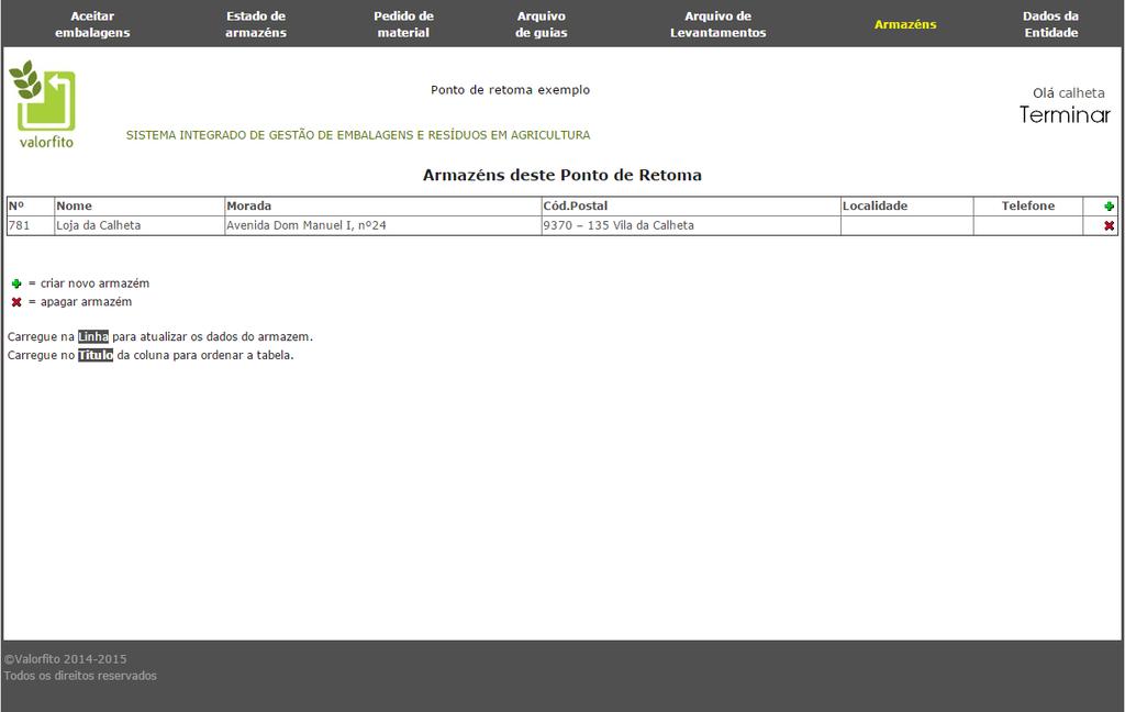 6º Armazéns Este procedimento permite-lhe adicionar, remover ou alterar dados dos seus armazéns.