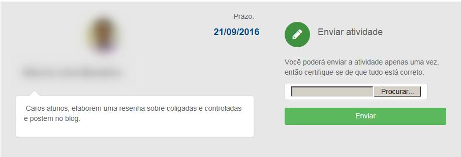 localizar a a atividade para envio e clicar em enviar.