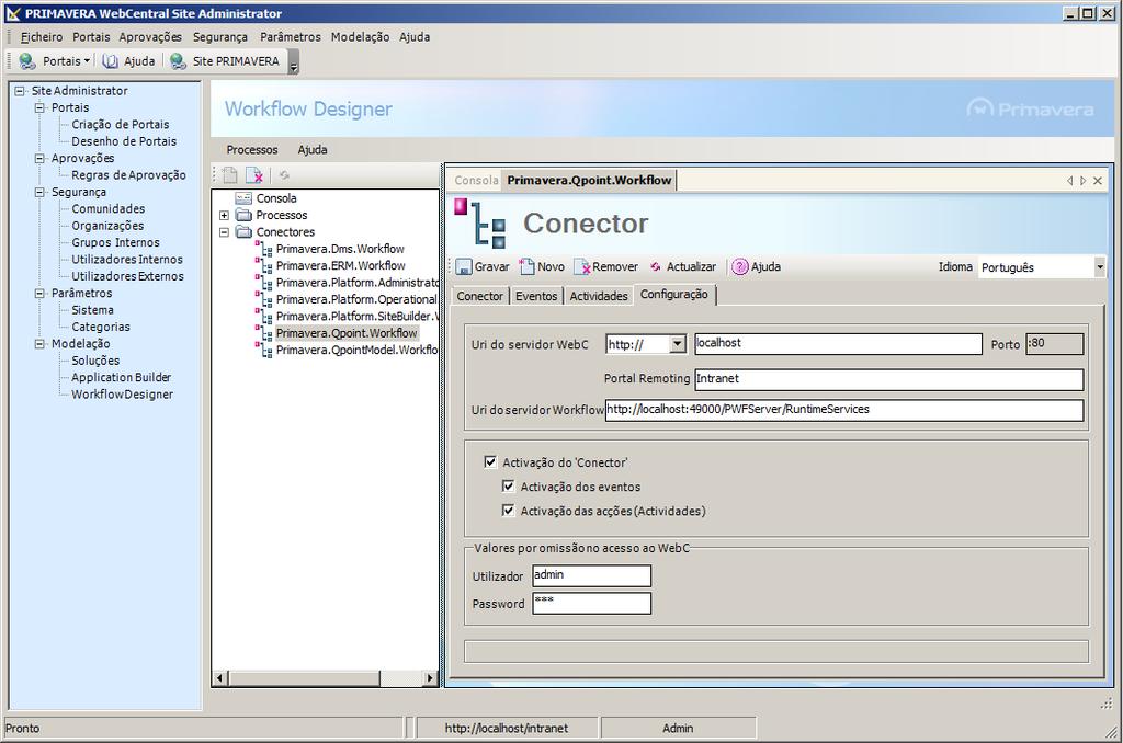 Ilustração 20 Registo dos conectores do Qpoint no Workflow Designer