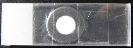 Figura 11. Amostra de cimento inserida no anel metálico Figura 12. Dispositivo de alumínio para avaliação da opacidade 6.