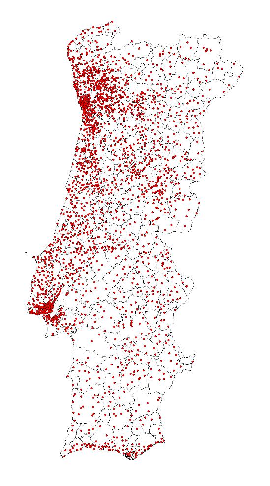 No 1.º trimestre de 2017, o número médio de habitantes por estabelecimento postal era igual a 4489, considerando a população residente no país, segundo os Censos 2011 (10 562 178).