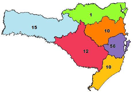 24 Feminino 46% Masculino 54% Figura 2. Distribuição dos casos por sexo. Figura 3. Distribuição da procedência dos pacientes pelas mesorregiões do Estado de Santa Catarina.