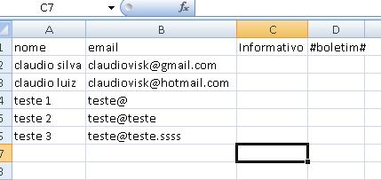 Controle de numeração alternativo No arquivo da lista de emails, se você ativar o marcador #boletim# na 4ª coluna Poderá montar um formato próprio no arquivo CorpoEmail.