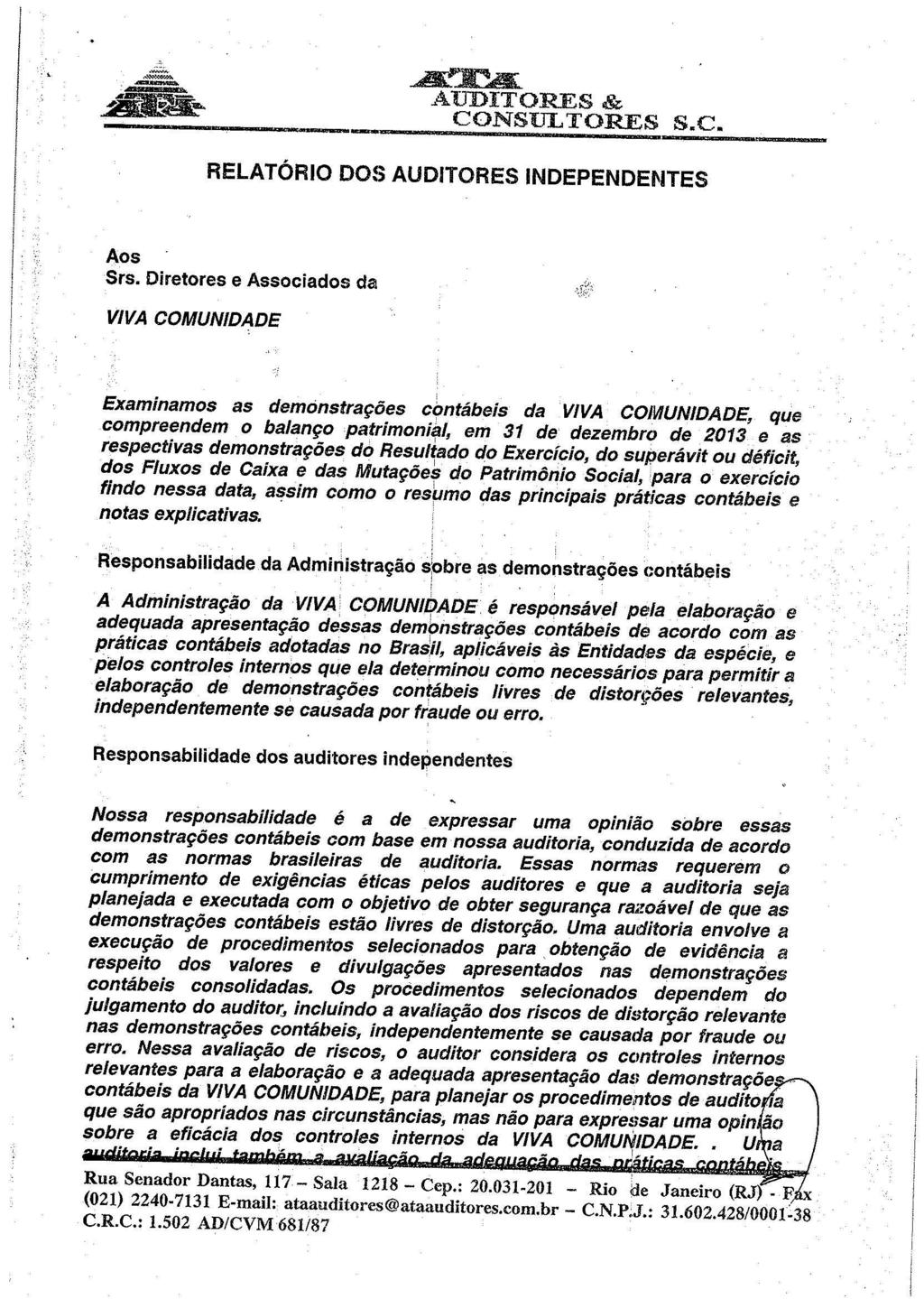 10 Parecer dos Auditores Independentes Relatório