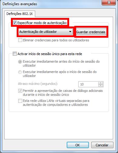 9. Em EAP MSCHAPv2 Propriedades, configure de acordo com a imagem seguinte (Não selecionar a opção apresentada). No final clique em Ok 10.