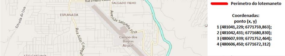 Figura 17 Localização da área de estudo no município de Caxias do Sul (fonte: adaptado de GOOGLE EARTH, 2017) Por esta área não conter nenhuma edificação existente, apenas as ruas,