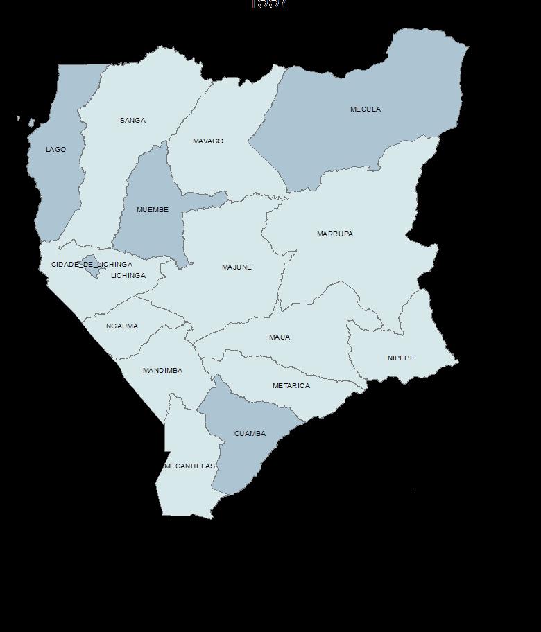 IDADE MÉDIA AO PRIMEIRO CASAMENTO POR DISTRITO, HOMENS E MULHERES - PROVÍNCIA DE NIASSA 1997