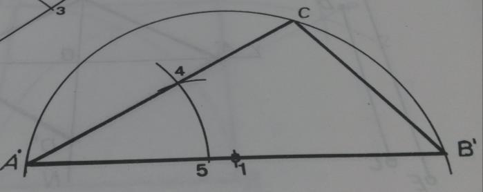 Construir um triângulo retângulo conhecendo-se a hipotenusa e um ângulo agudo A Solução: Seja AB a hipotenusa dada e 2-G-3 o ângulo conhecido. Trace a reta A B igual a hipotenusa AB dada.