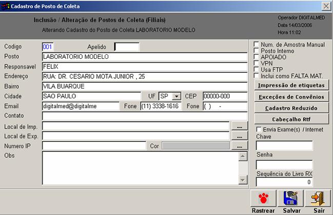 13. Envia para Convênio: Sim, para clinicas, empresas, hospitais, ou outros laboratórios.