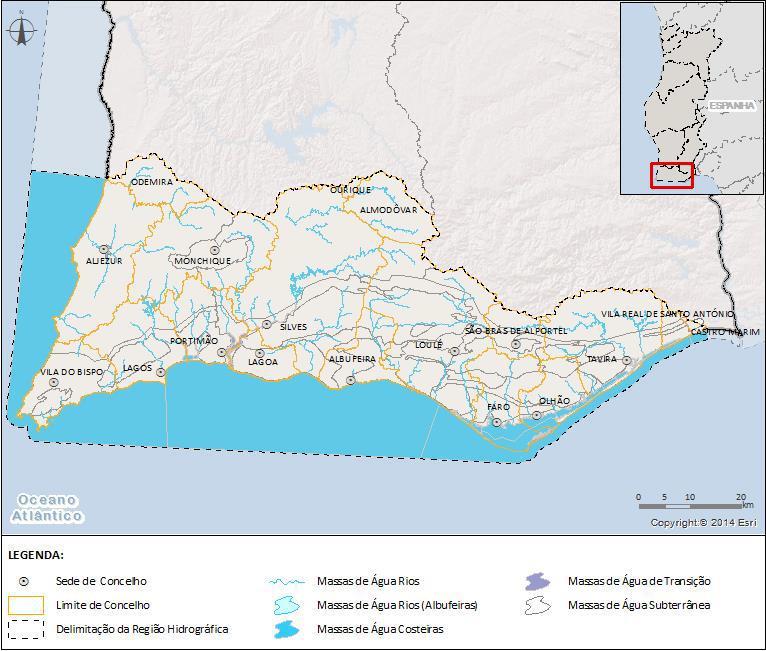 Plano de Gestão das Ribeiras do Algarve (RH8) Área de intervenção Bacias hidrográficas das ribeiras da costa entre o limite norte da bacia hidrográfica da ribeira de Odeceixe e o limite sul da