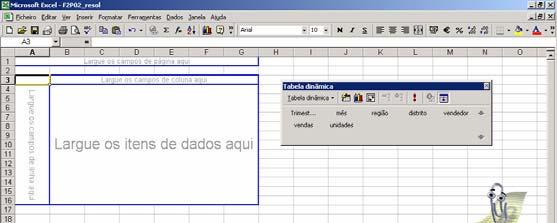 surgirá o esquema da própria tabela dinâmica na folha, podendo depois
