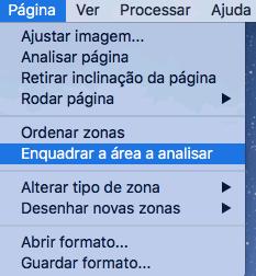 Secção 8: Editar documentos reconhecidos Nota: o comando Enquadrar a área a analisar no menu Página efetua a mesma operação.