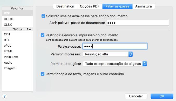 Readiris 17 - User Guide Palavras-passe PDF (Esta secção aplica-se apenas ao Readiris Corporate) Os documentos PDF que gera com o Readiris podem ser protegidos por palavra-passe.