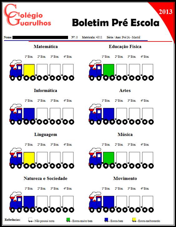 LAYOUT: BOLETIM ENSINO INFANTIL Ação: