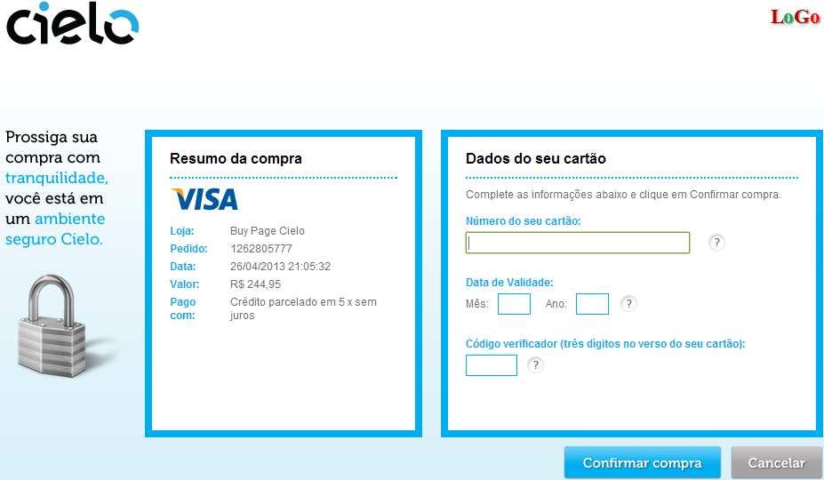 Clicando no botão concluir o sistema será direcionado para tela da operadora de cartão de crédito selecionada onde o cooperado deverá preencher os dados conforme solicitado.