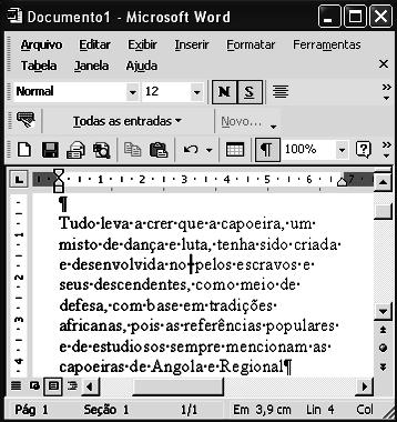 A figura abaixo mostra uma janela do Word 2002, com um texto em processo de edição. Com relação a essa figura e ao Word 2002, julgue os itens seguintes 185.
