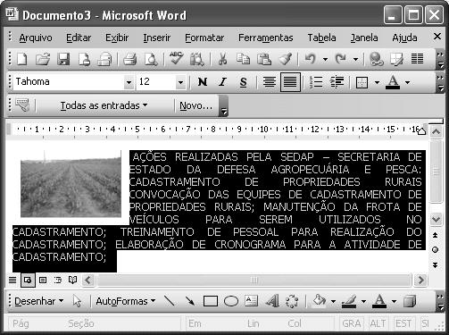 nova tabela e clicar a opção Inserir coluna. C) O menu Arquivo do Word 2003 contém as opções de exibição do documento em leiautes diversos, como o normal, da Web e de impressão.