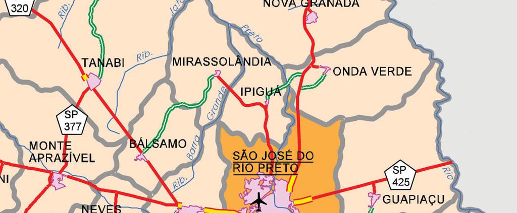 61 Figura 3: Mapa da vista aproximada da cidade de São José do Rio Preto e dos municípios circunvizinhos (em destaque com ) A cidade São José do Rio Preto dista 451 Km da cidade de São Paulo e 710 Km