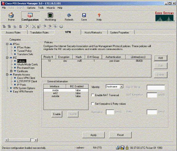 10. Selecione a interface externa, o clique permite, e do