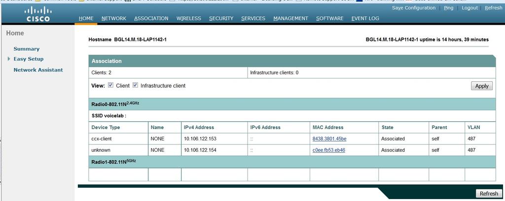 Como verificar os clientes conectados Depois que o cliente obtém conectado ao Access point, você