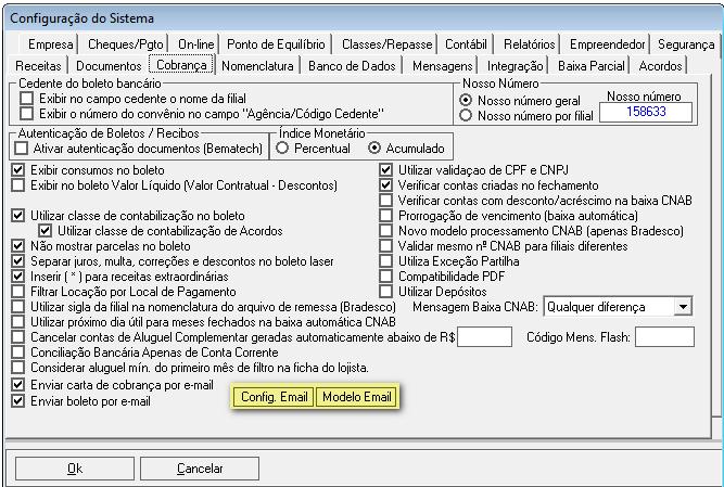 15- Na tela de configuração de e-mail marque qual