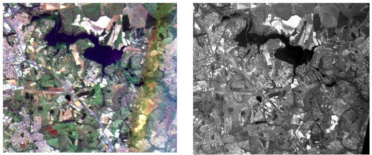 (a) Figura 1. (a) Imagem multiespectral (composição RGB). Imagem pancromática.