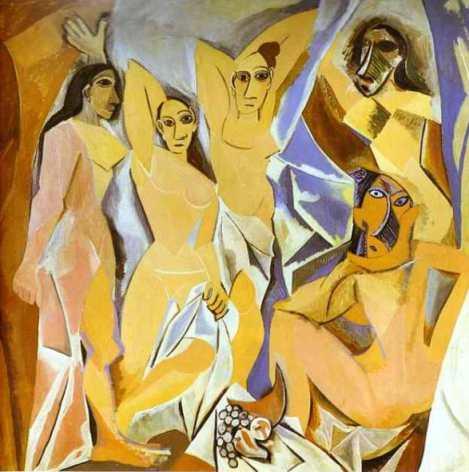 Picasso CUBISMO Obra que representa, para além de uma obra-prima do cubismo mundial, a violação de todas as tradições e convenções visuais naturalistas ocidentais, ao apresentar cinco prostitutas,