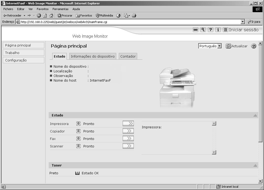 Registar Endereços e Utilizadores para Funções Fax/Scanner Utilizar o Web Image Monitor Esta secção descreve como aceder ao Web Image Monitor.