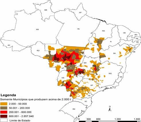 Figura 33 - Mapa da produção agrícola - Amendoim segunda safra Fonte: Conab/IBGE.