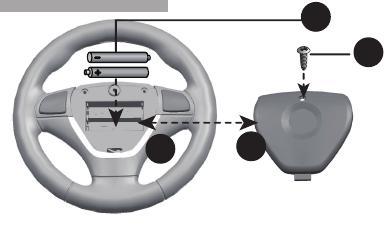 Attach the Steering Wheel 0 INFORMAÇÕES DA BATERIA Baterias nao recarregáveis nao devem se recarregadas. As baterias só devem ser recarregadas sob a supervisão de um adulto.