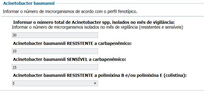 4.1 Exemplo: Em um determinado mês foram encontrados em hemoculturas de pacientes submetidos a hemodiálise um total de 30 Acinetobacter baumanni