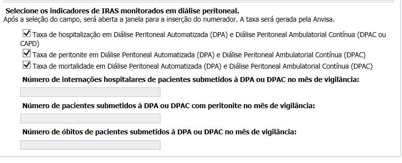 5.1 Exemplo: No último dia de um determinado mês de vigilância o serviço de diálise realizou a coleta dos indicadores de IRAS em diálise peritoneal e obteve os