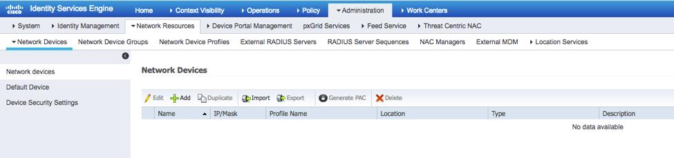 Descr: Ordem: 1 Porta: 49 Chave: **** Intervalo: 5 Configurando o server ISE Adicionando os FXO como uns recursos de rede Etapa 1.