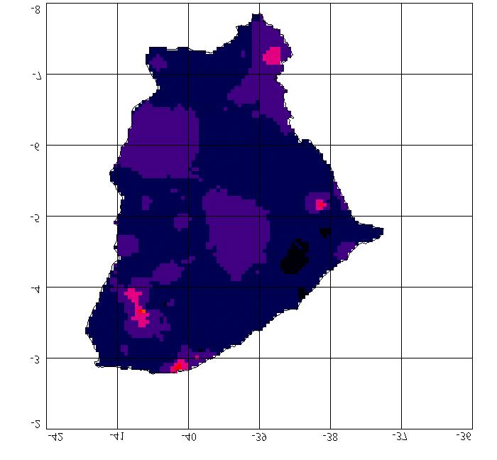 1: Localização geográfica dos pontos com dados das propriedades físicas dos solos coletados do projeto RADAMBRASIL.