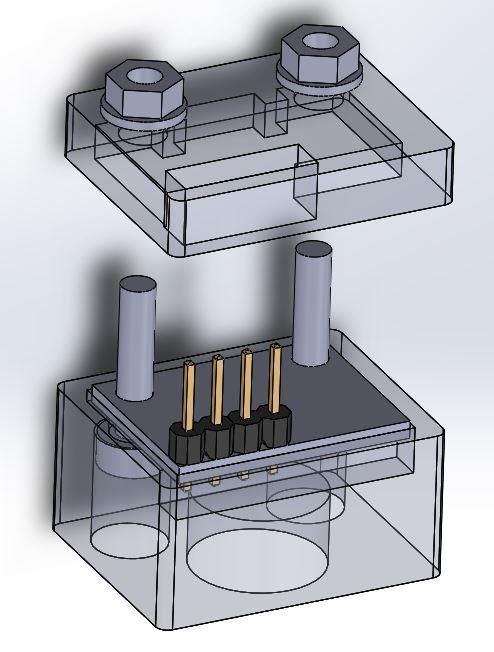 3.3 Projeto dos encapsulamentos O suporte do acelerômetro deve funcionar como uma base magnética, para que seja de fácil instalação, utilização e manutenção.