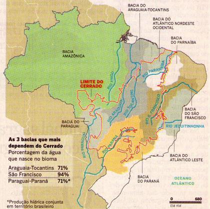 Berçário de nascentes Com topografia elevada e localizado estrategicamente no planalto central brasileiro.