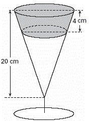 5) A que distância de do vértice de uma pirâmide de altura 15 cm deve passar um plano paralelo a base, de modo que o volume da pirâmide obtida seja 1 4 do volume do tronco de pirâmide?